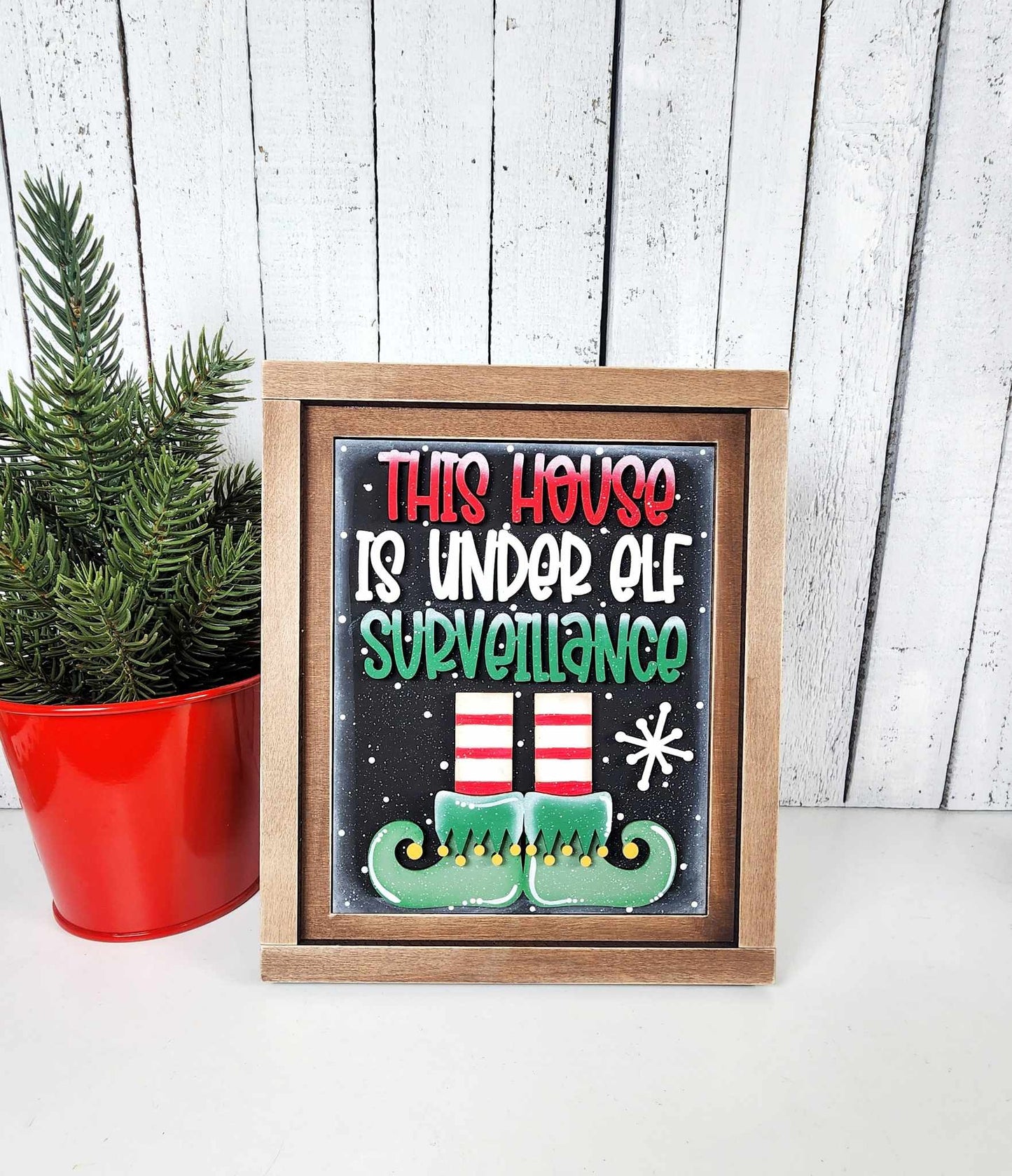 Elf Surveillance Farmhouse Frame Insert