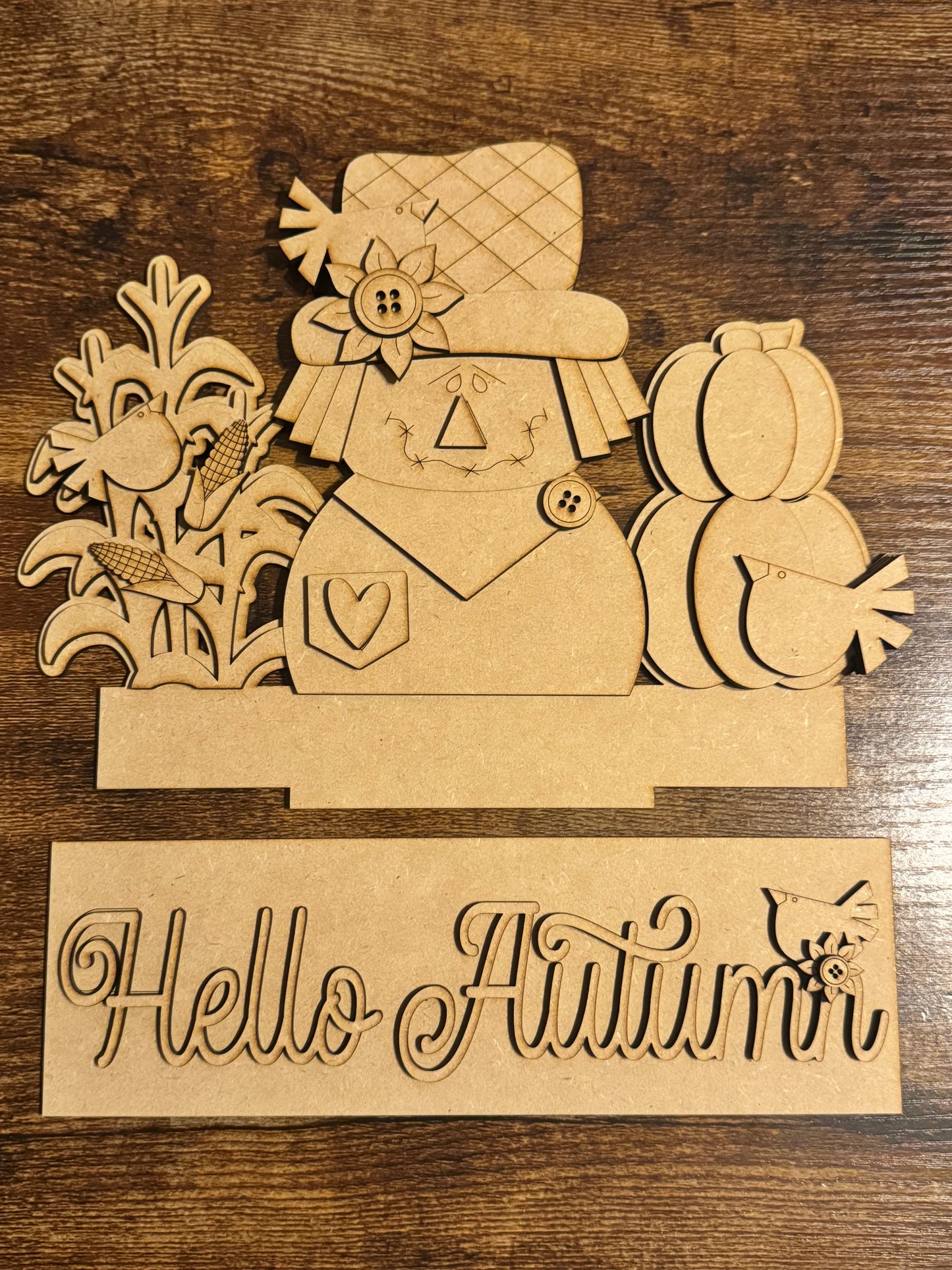 Hello Autumn Scarecrow Window Box Insert