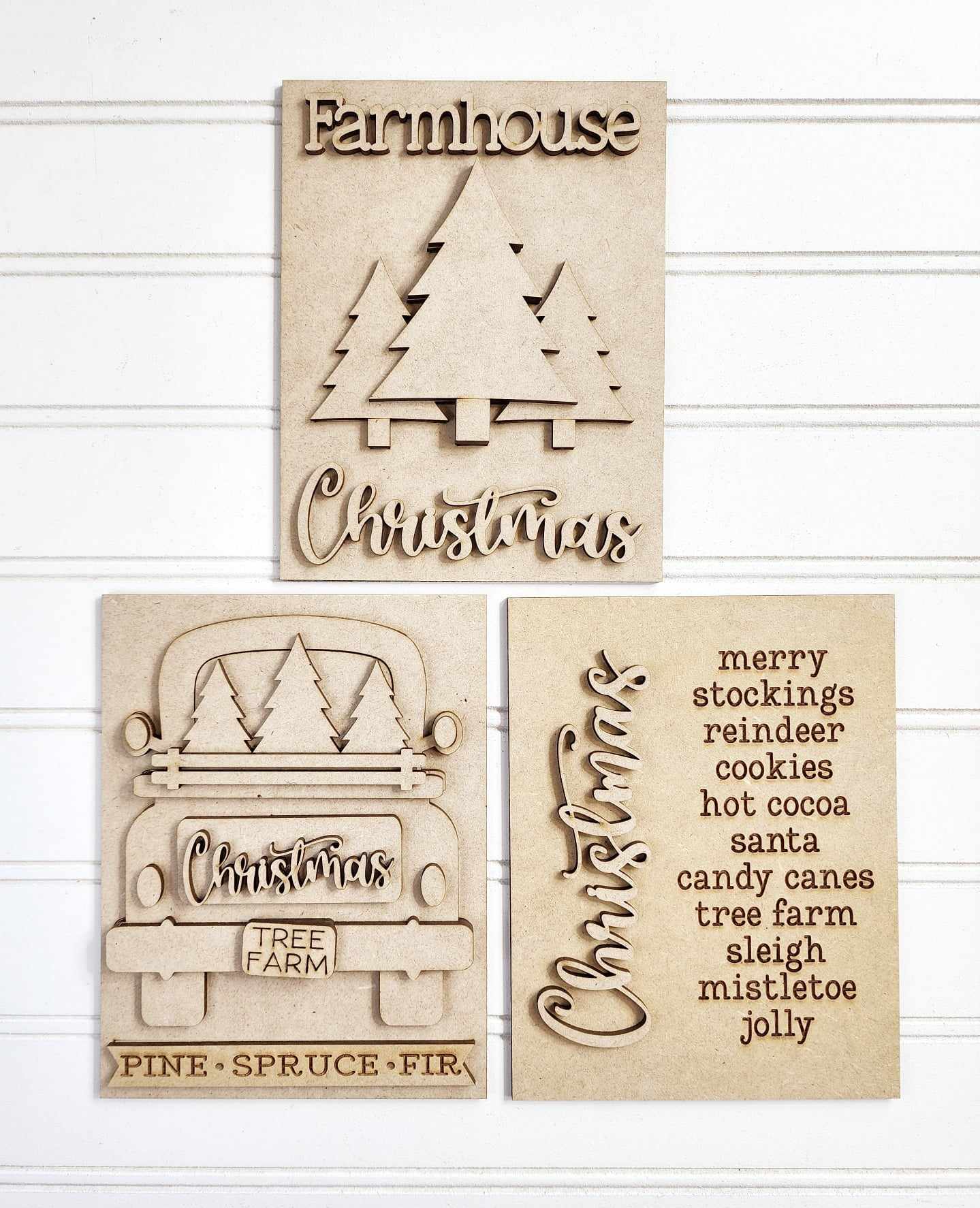 Country Christmas Tree Farm Trio of Signs