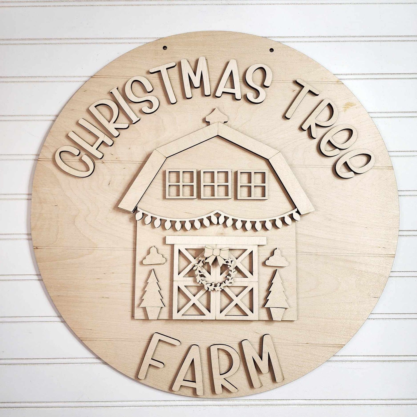 Christmas Tree Farm Round Door Hanger