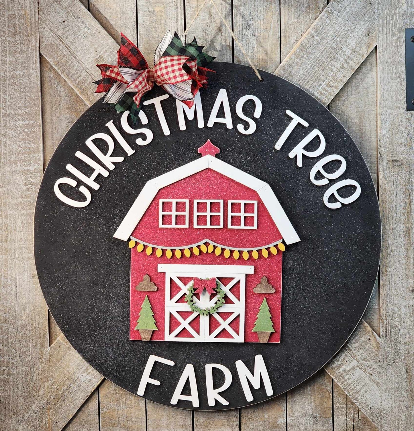 Christmas Tree Farm Round Door Hanger