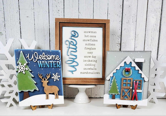 Winter Cabin Farmhouse Frame Inserts