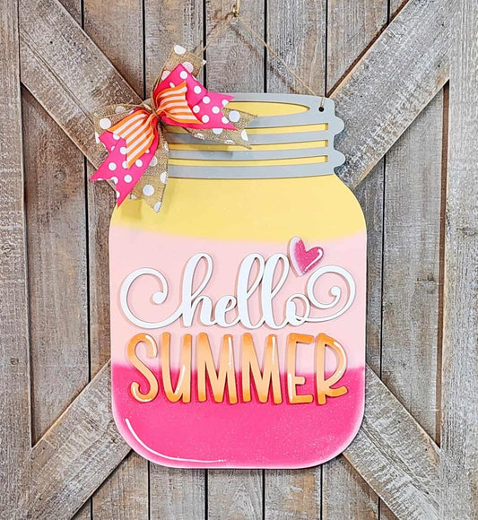 Hello Summer Mason Jar Door Hanger