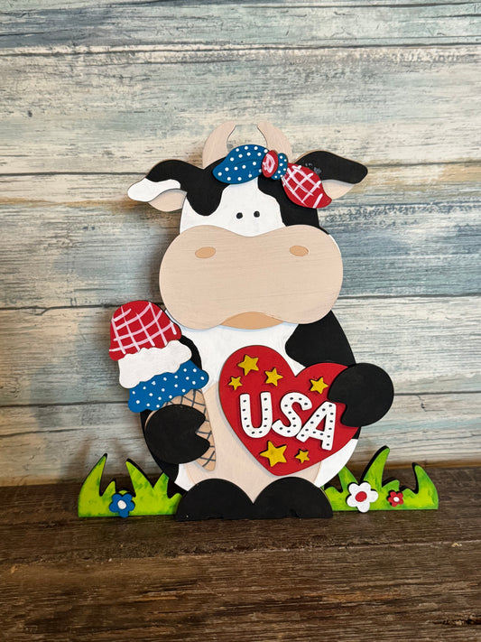 Patriotic Cow Shelf Sitter