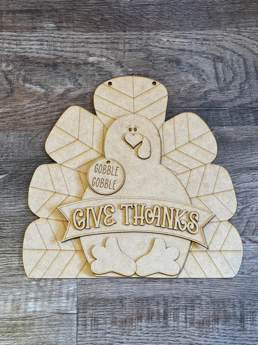 Give Thanks Turkey Door Hanger