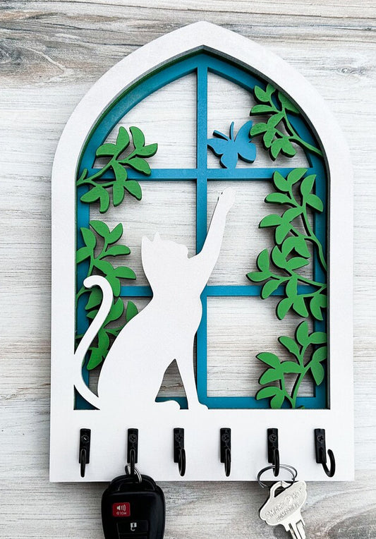 Cat Window Arch Key Hanger