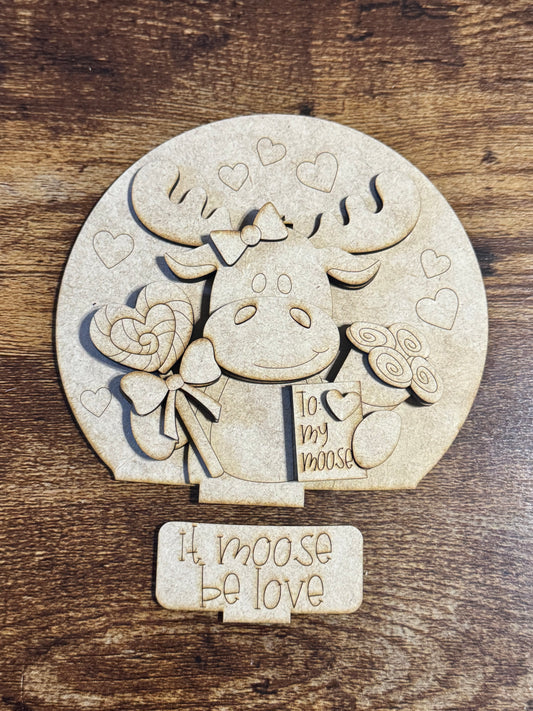 Valentine Moose Snow Globe Inserts